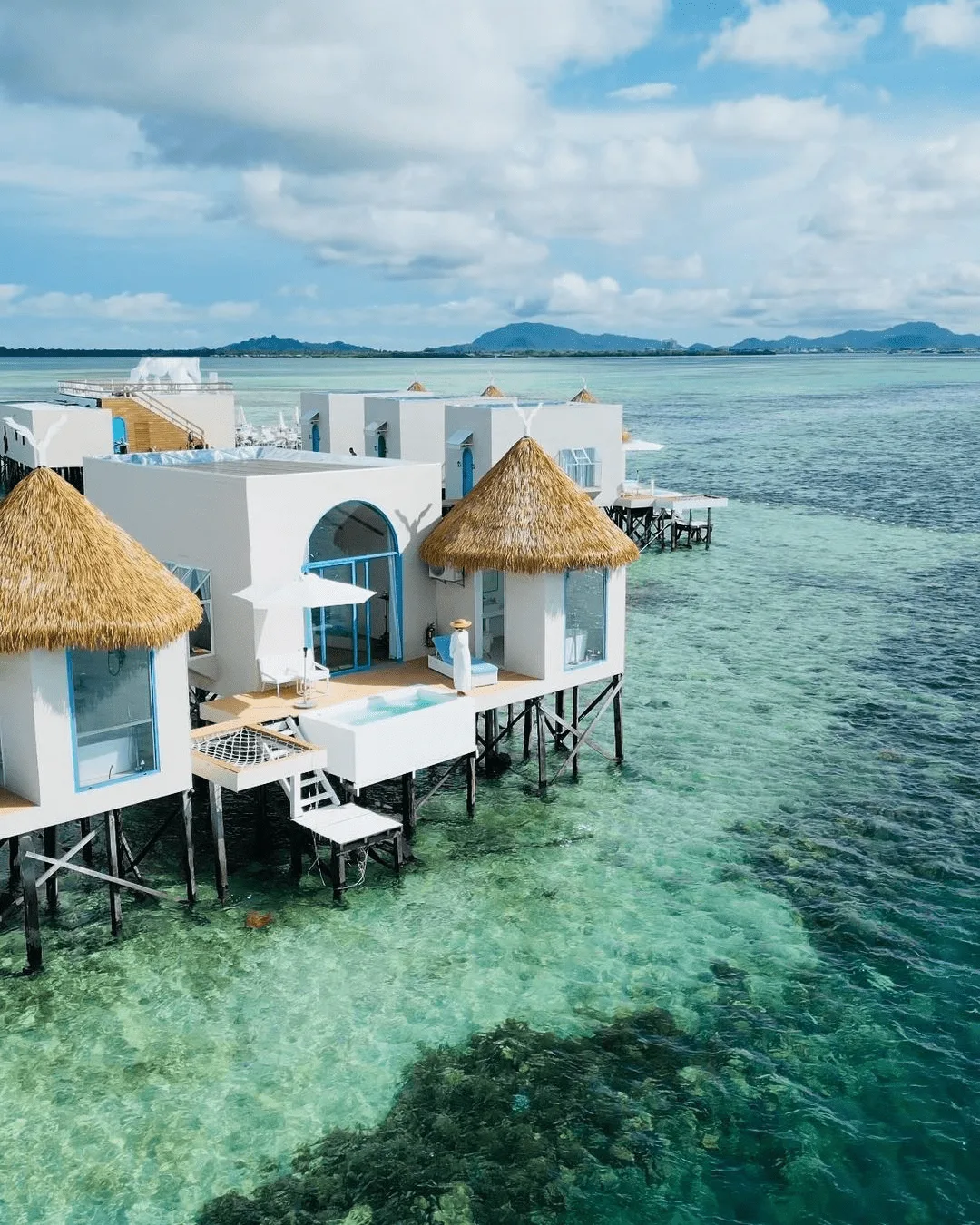 Royal Resort Semporna with beautiful sea-view chalets surrounded by crystal-clear turquoise water